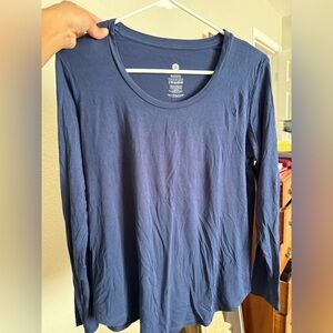 Women's Long-Sleeve Scoop Neck Nursing Top - Navy